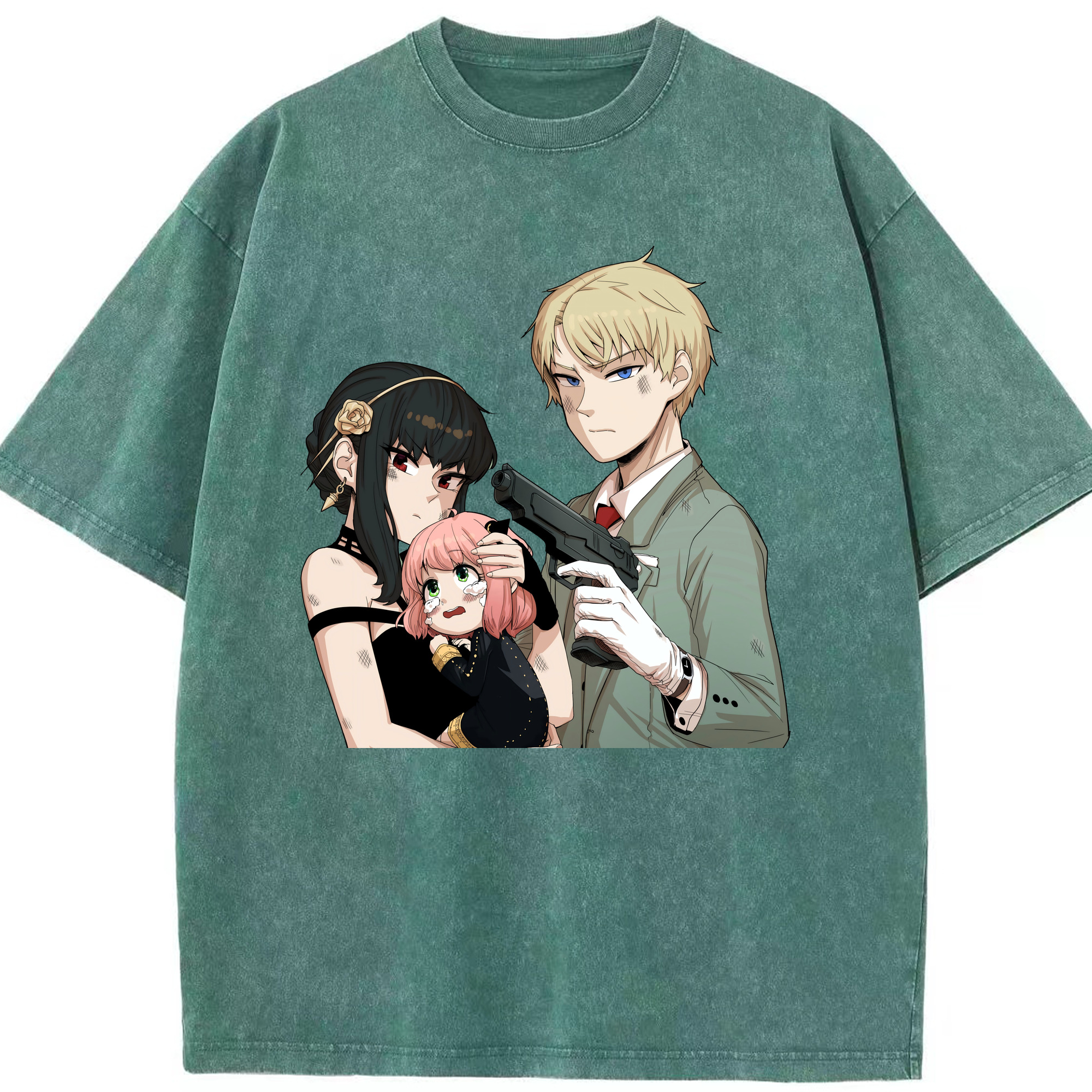 （画像用） SPY×FAMILY间谍家家酒 綿100% ヴィンテージ風 半袖Tシャツ（フロントプリント）